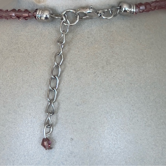 NEXKLACE AND EARRING SET purple and gold handmade glass and resin flowers - Picture 4 of 11